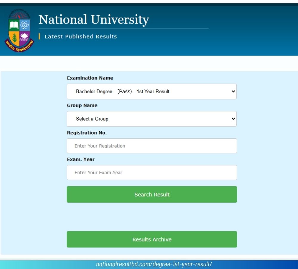 latest published degree 1st year result login